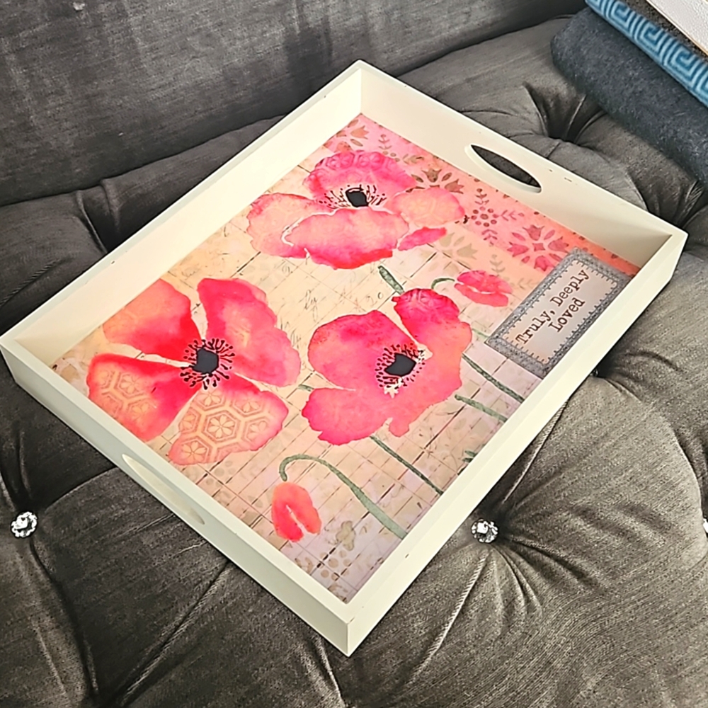 LA VIE PARISIENNE FLOWERS WOODEN SERVING TRAY